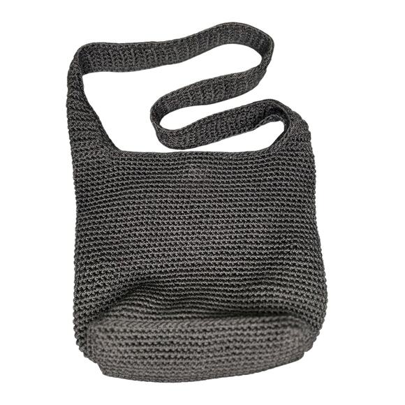 The Sak Black Crochet Shoulder Crossbody Bag Zipper Pocket 13x10 - Picture 3 of 6